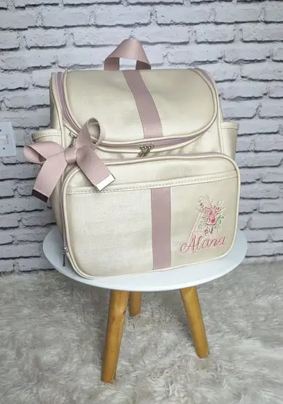 Mochila (maternidade) 2 em 1 Bege Perolizado e Rose