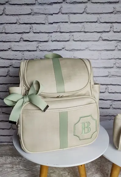 Mochila 2 em 1 Bege e Verde Bebê