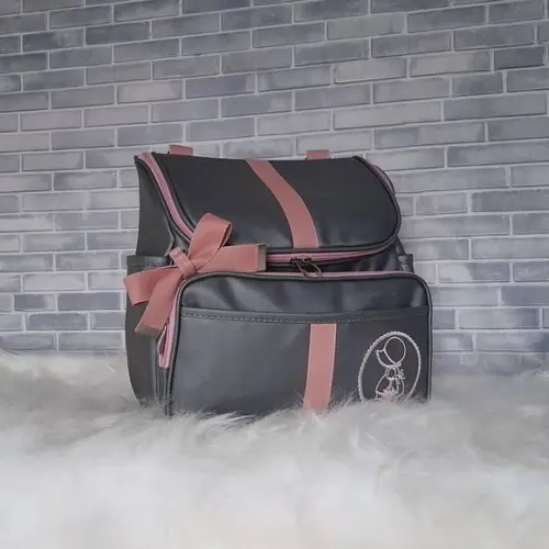 Mochila 2 em 1 Cinza e Rose (Bolsa maternidade)