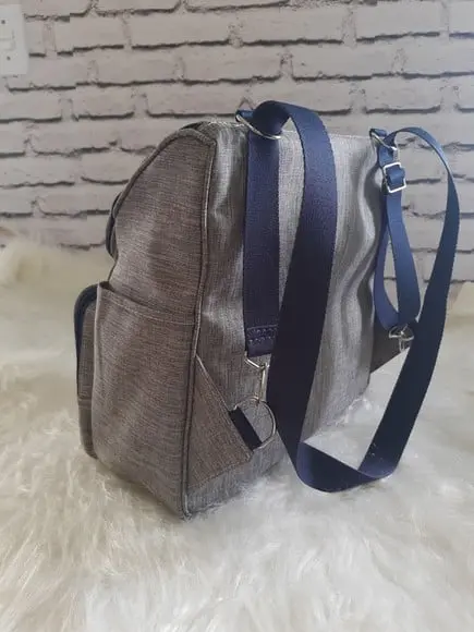 Mochila 2 em 1 Linho luxo cinza e Azul marinho (Maternidade)