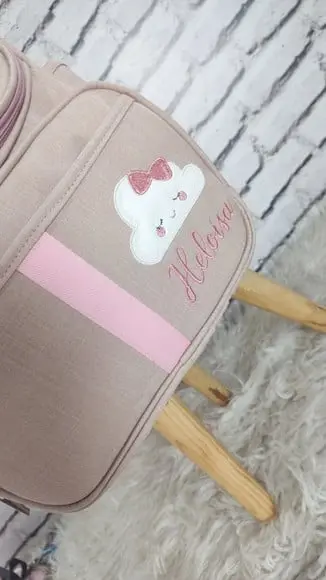 Mochila 2 em 1 Linho Luxo Rose e Rosa (tema Nuvem)