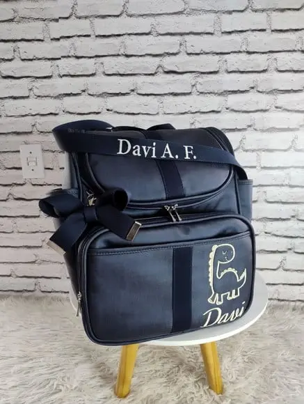 Mochila Maternidade 2 em 1 Azul Marinho Tema Dinossauro