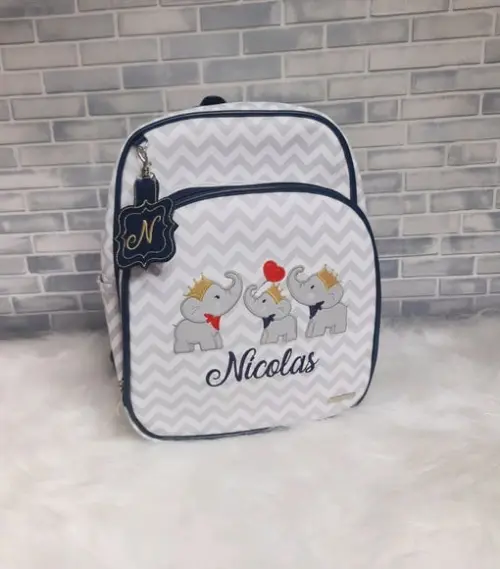 Mochila Maternidade Chevron Elefantinho (azul Marinho)