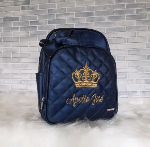 Mochila Maternidade Azul Marinho (tema Coroa)