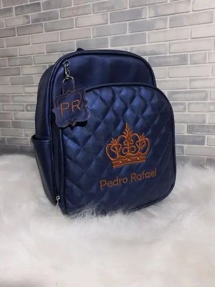 Mochila Maternidade Azul Marinho (tema Coroa)
