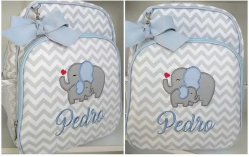 Mochila Maternidade Personalizada Chevron Elefantinho