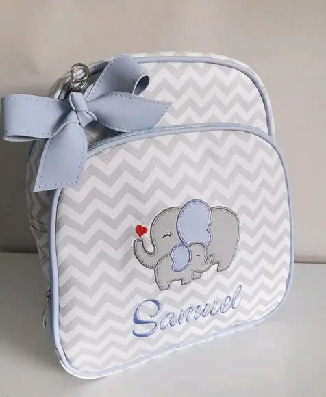 Mochila Maternidade Personalizada Chevron Elefantinho