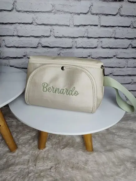 Porta Fraldas e Lenço Umedecido Bege e Verde Bebê