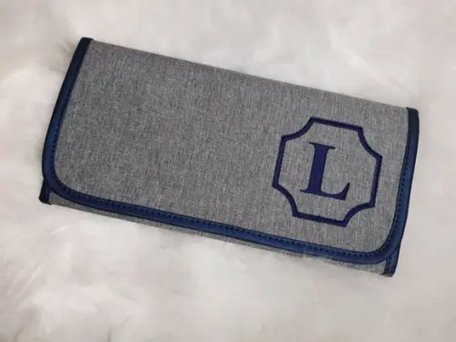 Trocador de bolsa linho e azul marinho