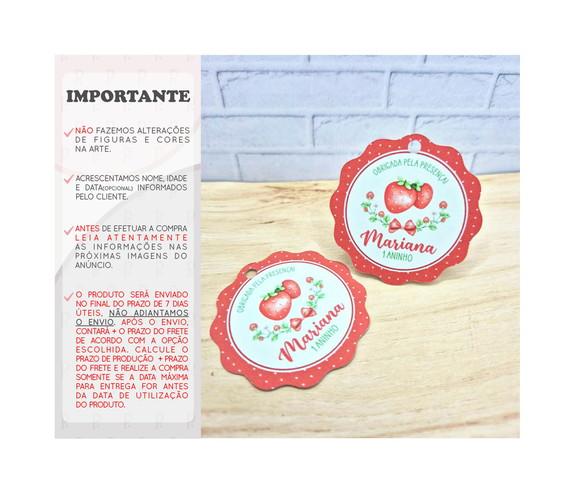 Tag Personalizada Agradecimento Moranguinho 5cm