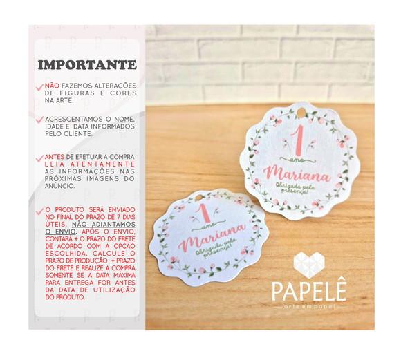 Tag Personalizada Agradecimento Floral Rosa - 5 cm