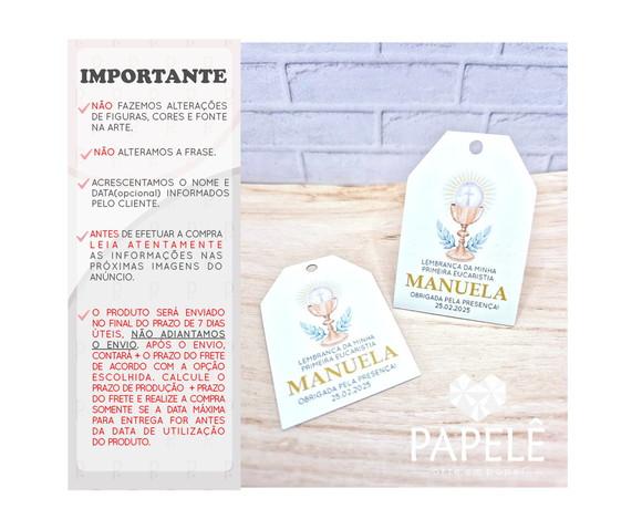 Tag Agradecimento Lembrancinha Primeira Eucaristia