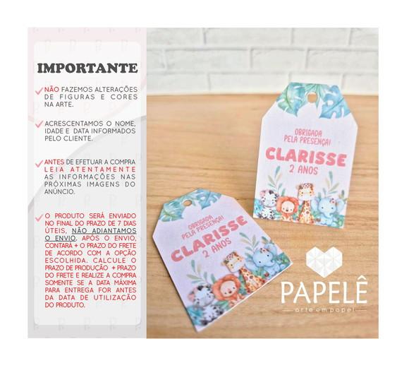 Tag Personalizada Agradecimento Safari Rosa - 3,7cm x 5,5cm