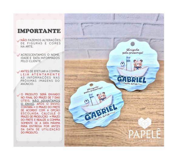 Tag Personalizada Agradecimento Ursinho Marinheiro 5cm