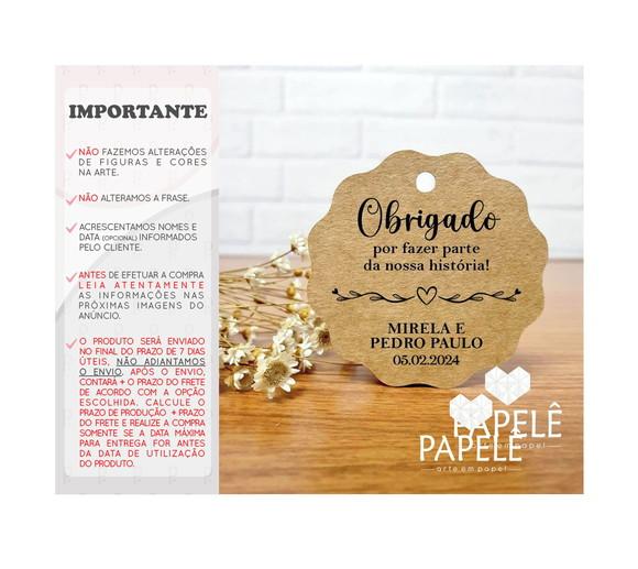 Tag Rústica Agradecimento Casamento Aniversário 5cm