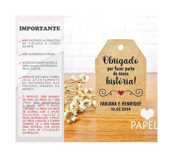 Tag Rústica Agradecimento Casamento Aniversário 5,5cmx3,7cm