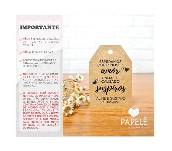 Tag Rústica Personalizada Suspiros de Amor 3,7cm x 5,5cm