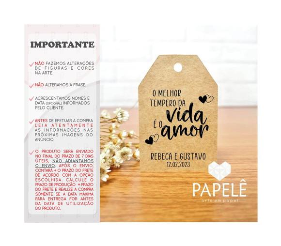 Tag Rústica Personalizada Amor Tempero da Vida 3,7cm x 5,5cm