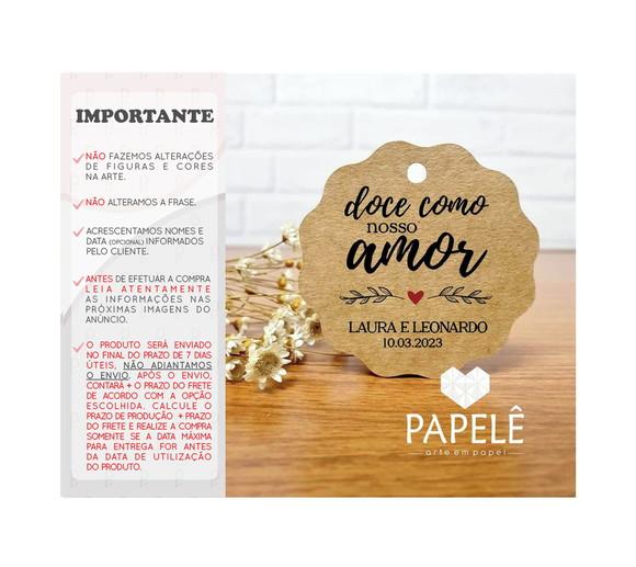 Tag Rústica Personalizada - Doce Como Nosso Amor