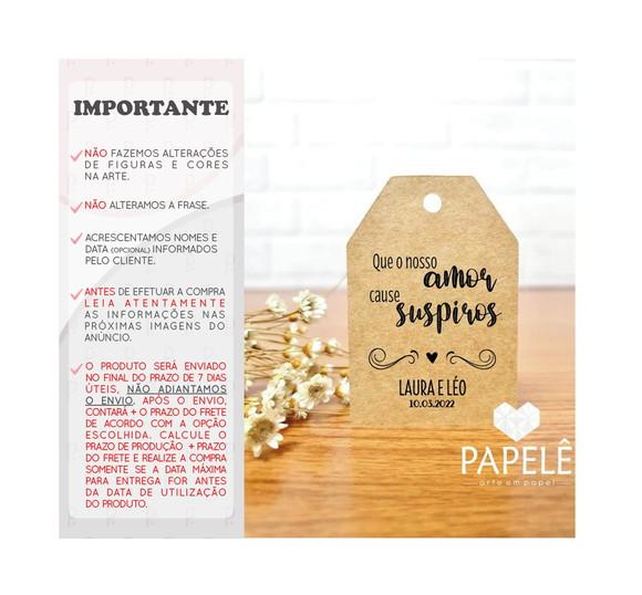 Tag Rústica Personalizada Suspiros de Amor 3,7cm x 5,5cm