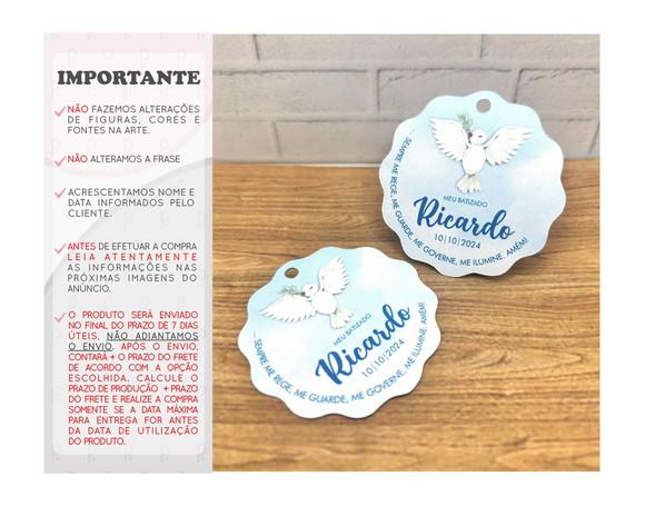 Tag Personalizada Lembrancinha Batizado Azul - 5cm