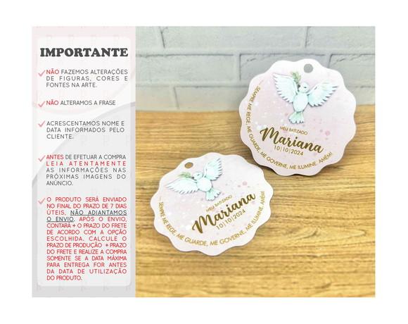 Tag Agradecimento Batizado / Batismo - Rosa 5cm