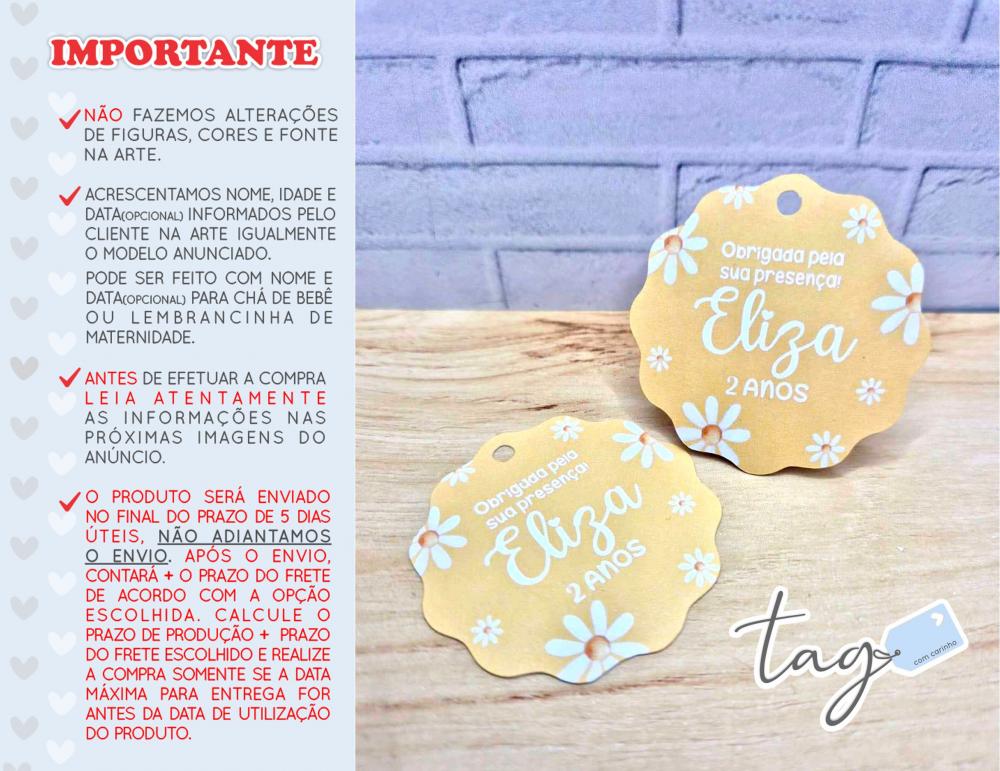 Tag Personalizada Agradecimento Margaridas 5cm