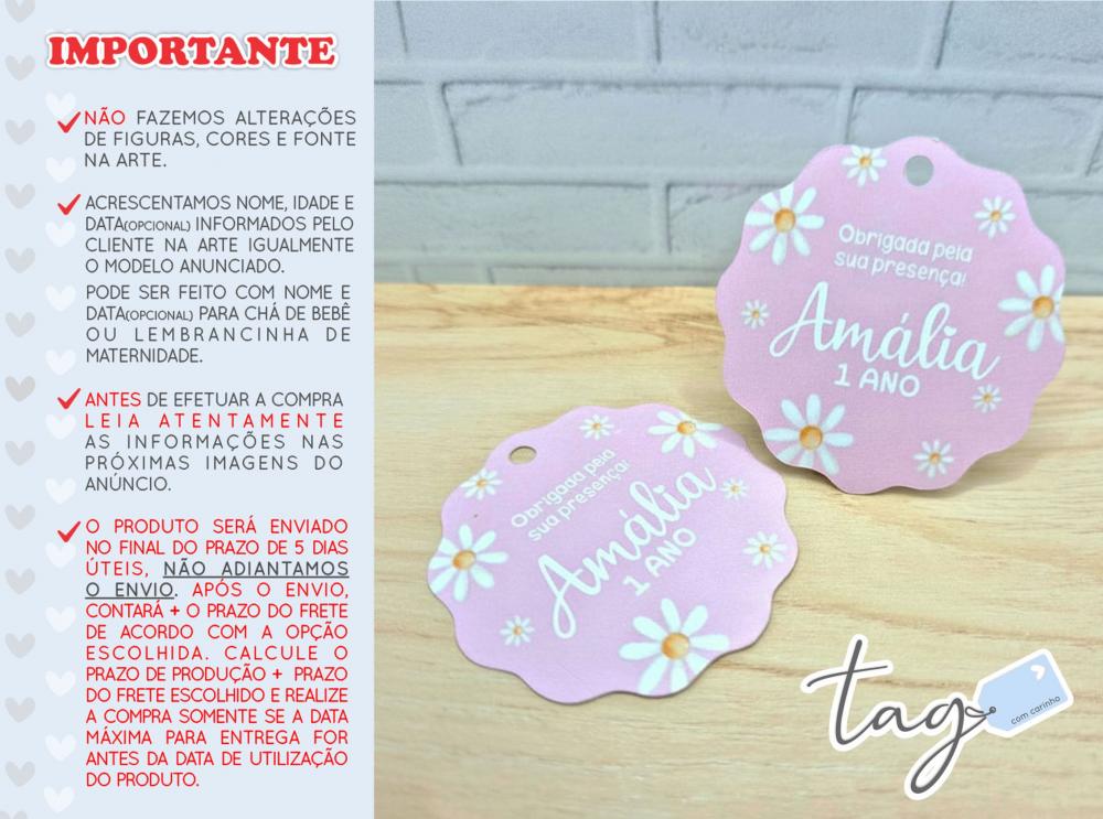 Tag Personalizada Agradecimento Margaridas 5cm