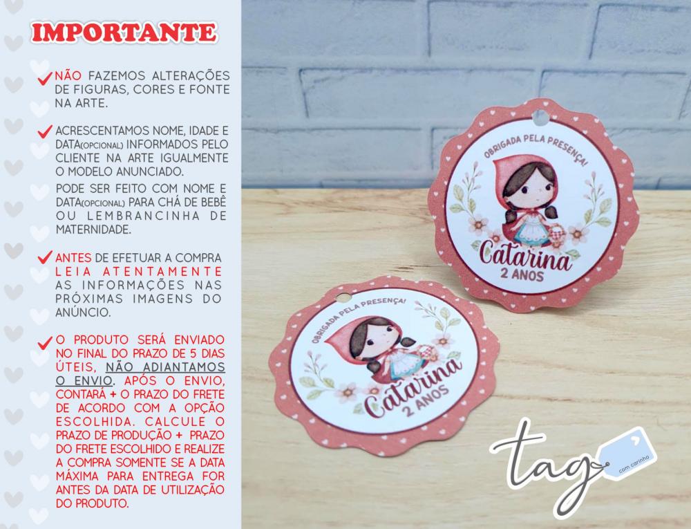 Tag Personalizada Chapeuzinho Vermelho - 5cm