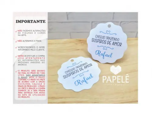 Tag Personalizada Nascimento Suspiros de Amor - 5cm