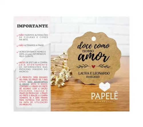 Tag Rústica Personalizada - Doce Como Nosso Amor