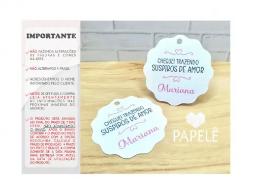 Tag Nascimento Maternidade Suspiros de Amor Rosa - 5cm