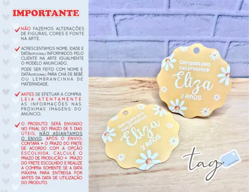 Tag Personalizada Agradecimento Margaridas 5cm