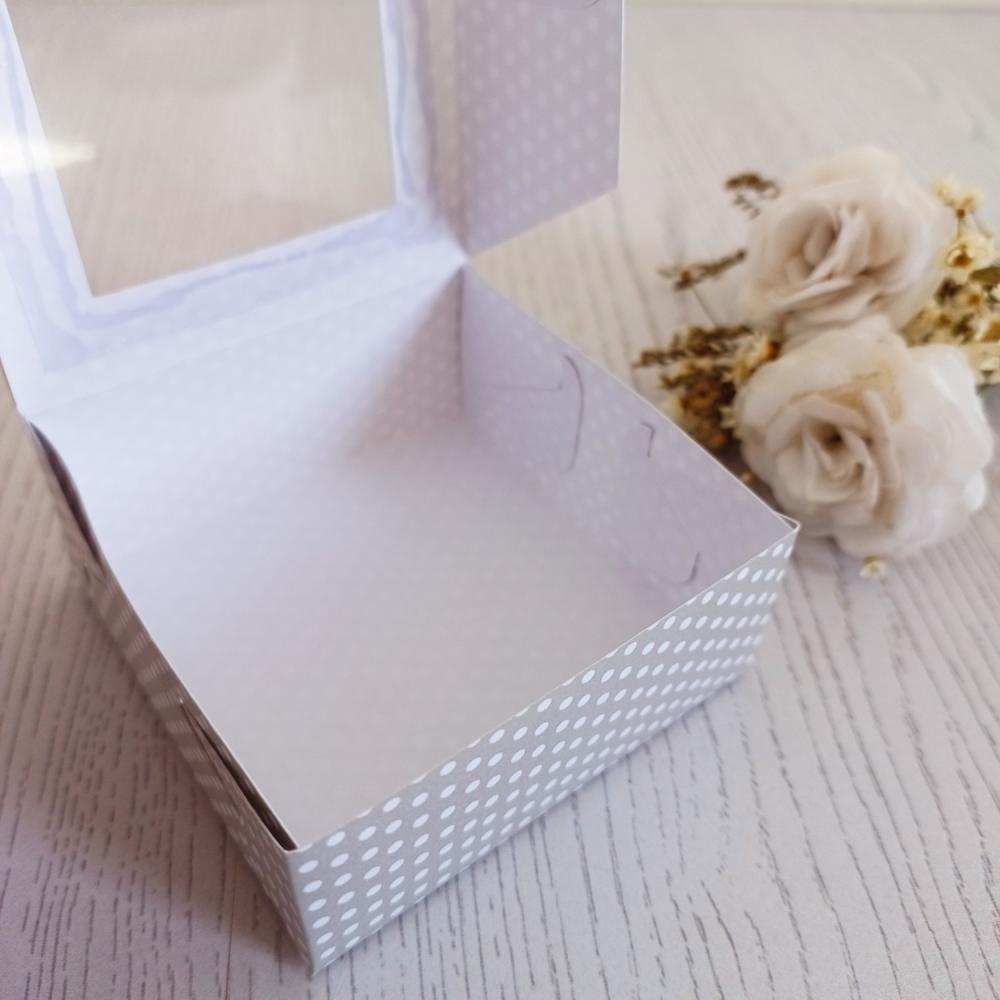 Kit com 10 Caixas para lembrancinhas prata com poá Dias das Mãe