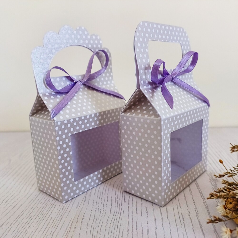 Kit 10 Caixas para lembrancinhas prata com poá Dias das Mães, n