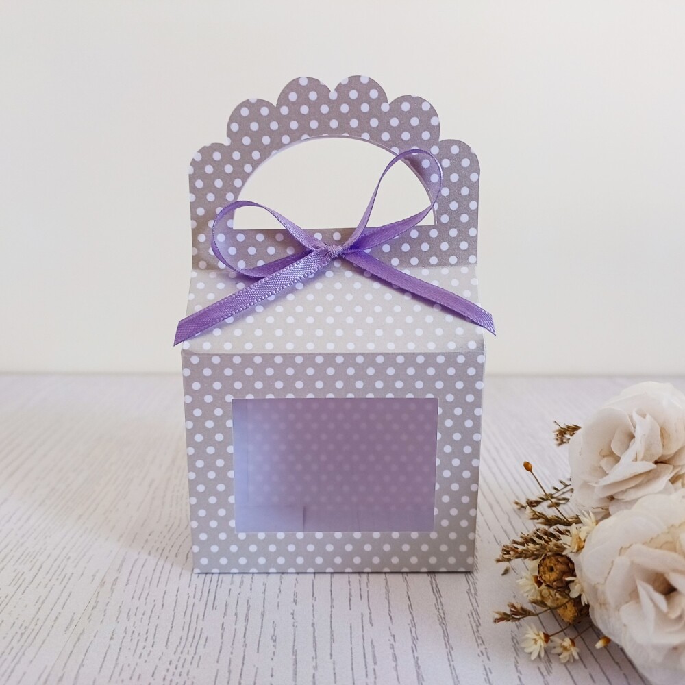 Kit 10 Caixas para lembrancinhas prata com poá Dias das Mães, n