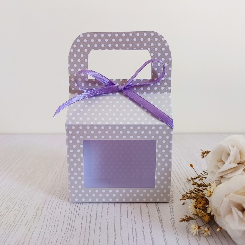Kit 10 Caixas para lembrancinhas prata com poá Dias das Mães, n