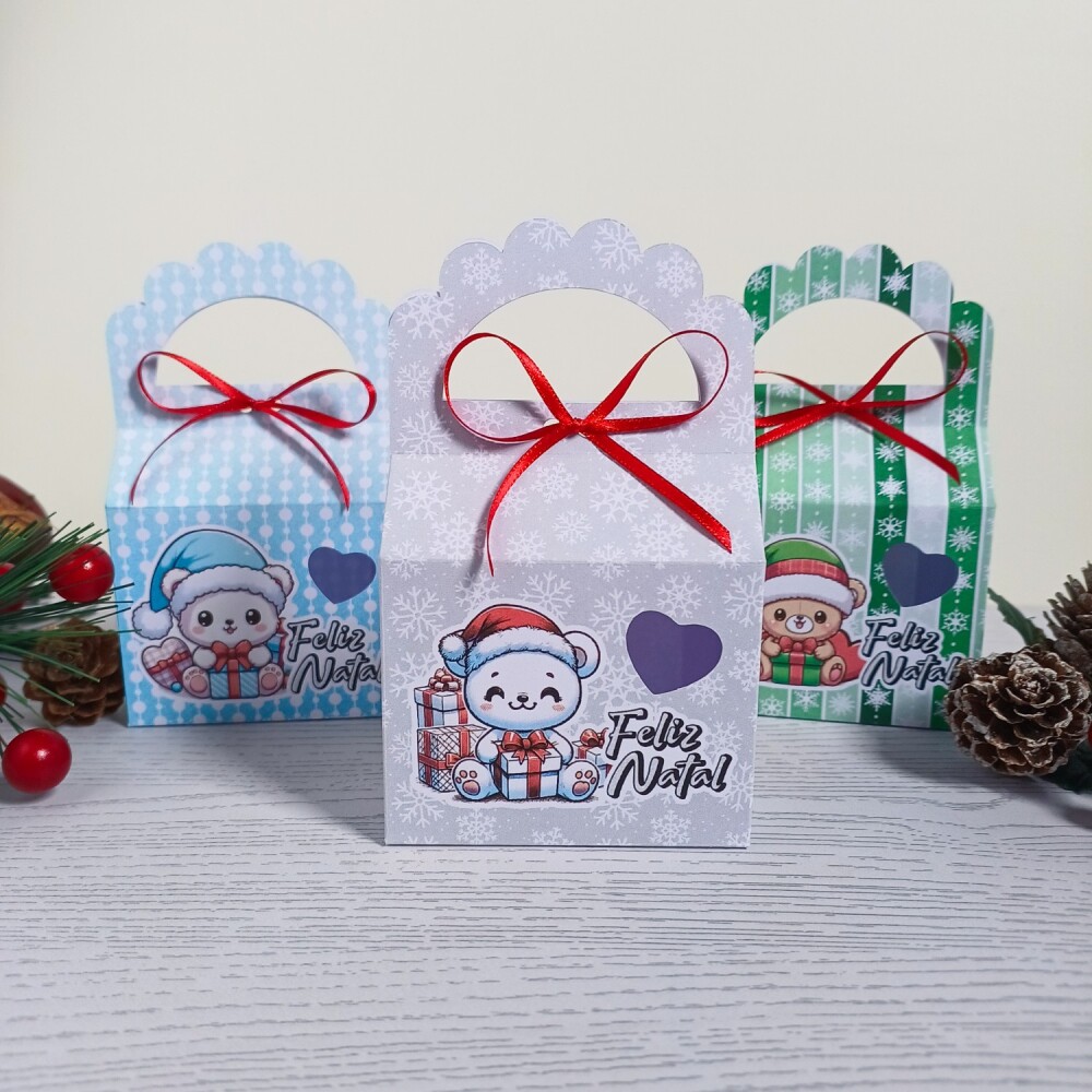 Kit 10 Caixas para 1 sabonete redondo Natal Ursinhos fofos