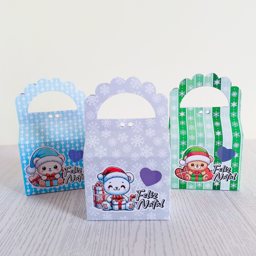 Kit 10 Caixas para 1 sabonete redondo Natal Ursinhos fofos