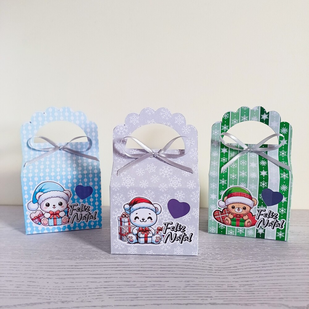 Kit 10 Caixas para 1 sabonete redondo Natal Ursinhos fofos