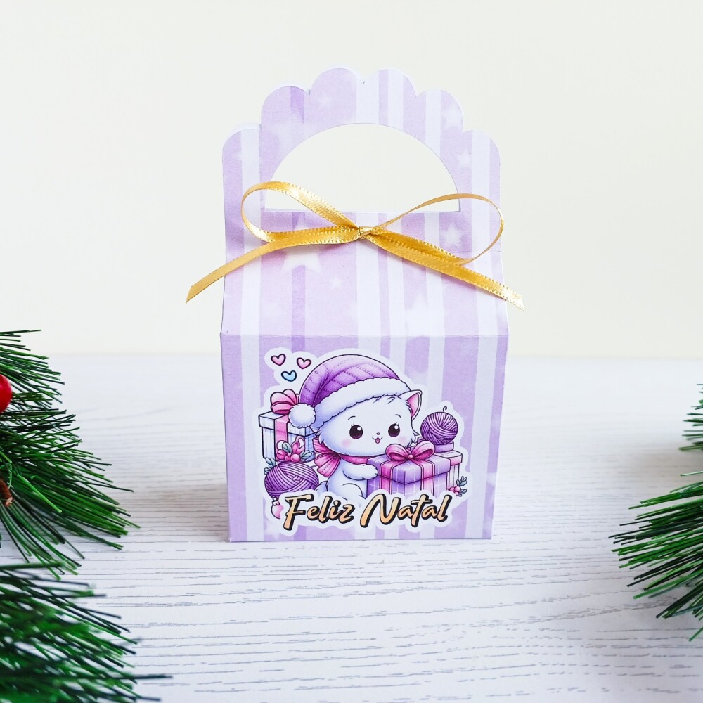 Kit 10 Caixas para 1 sabonete redondo Natal Gatinhos fofos
