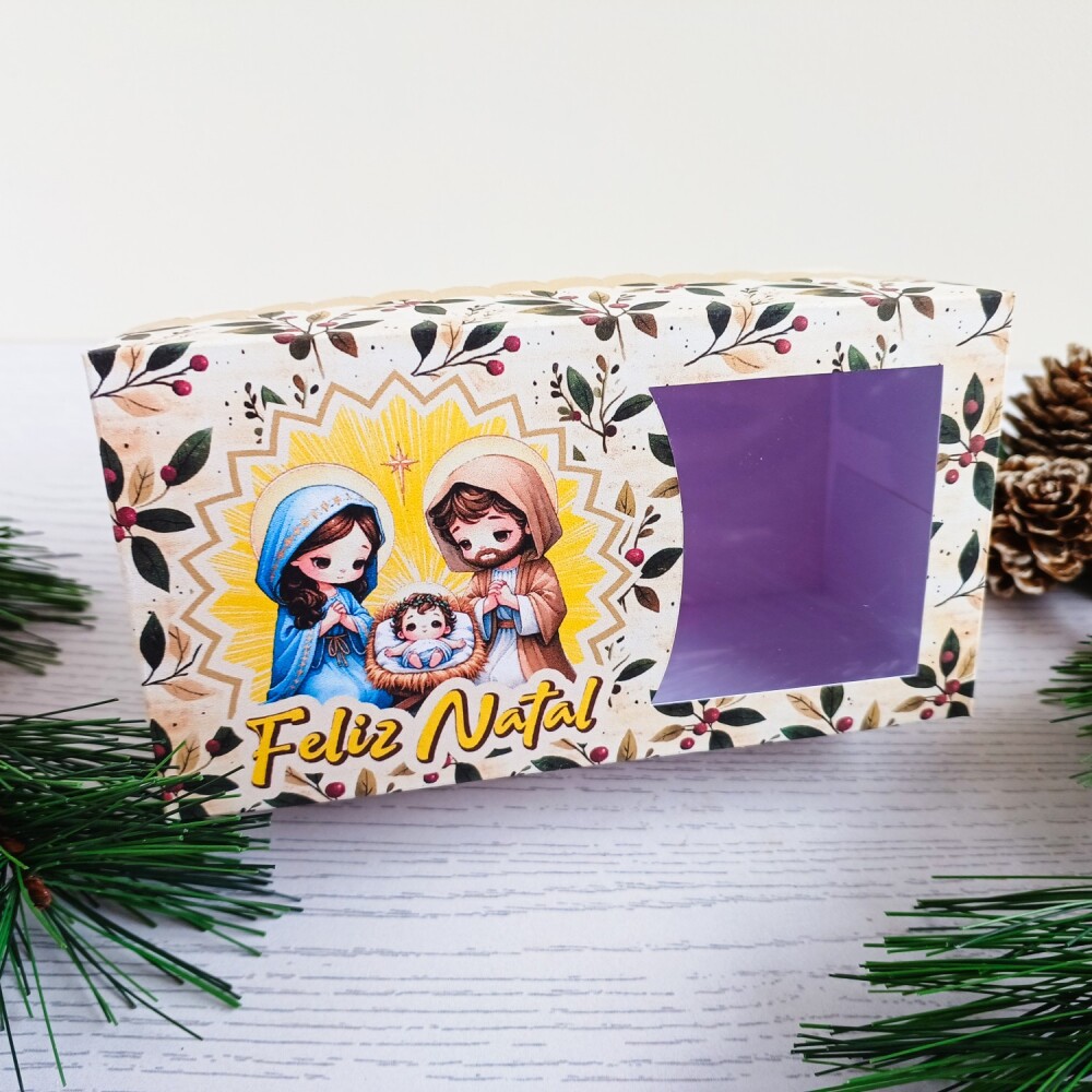 Kit com 10 Caixas para lembrancinhas de Natal Menino Jesus com vi