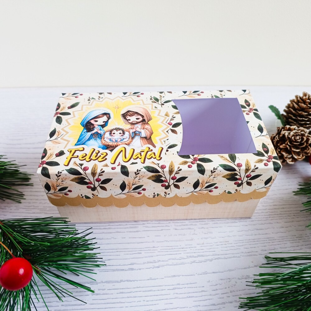 Kit com 10 Caixas para lembrancinhas de Natal Menino Jesus com vi