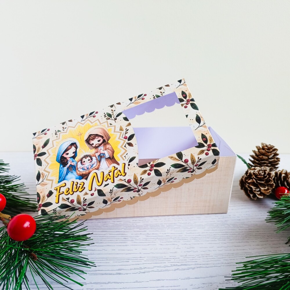 Kit com 10 Caixas para lembrancinhas de Natal Menino Jesus com vi