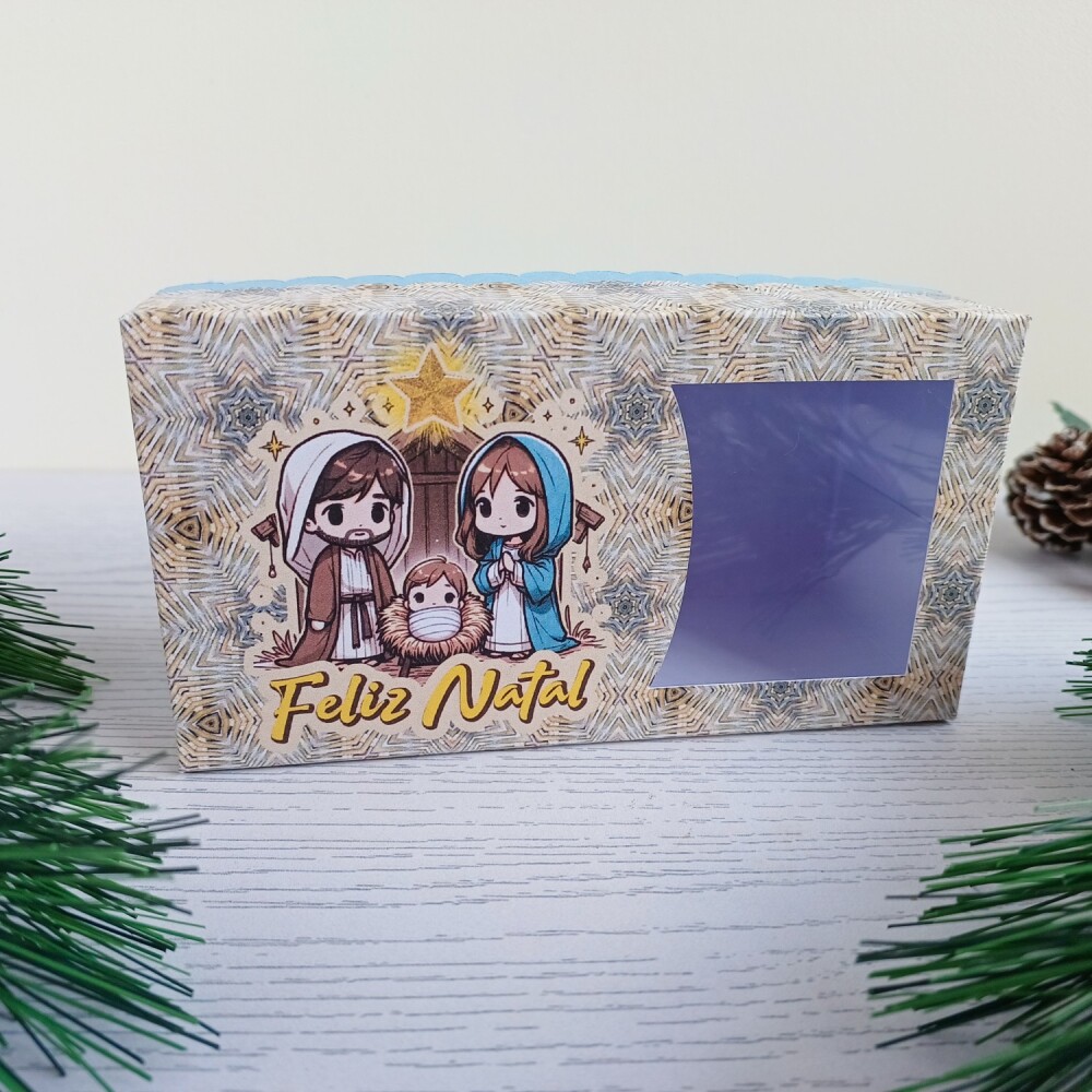Kit com 10 Caixas para lembrancinhas de Natal Menino Jesus com vi