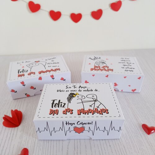10 Caixas para 6 doces dia dos namorados Flork desmontada em papel Offset 180grs