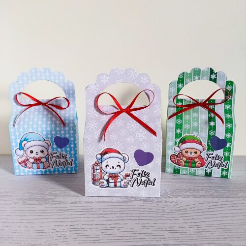 Kit 10 Caixas para 1 sabonete redondo Natal Ursinhos fofos