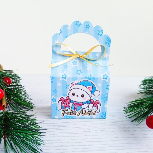 Kit 10 Caixas para 1 sabonete redondo Natal Gatinhos fofos