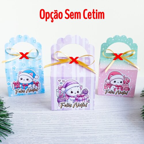 Kit 10 Caixas para 1 sabonete redondo Natal Gatinhos fofos