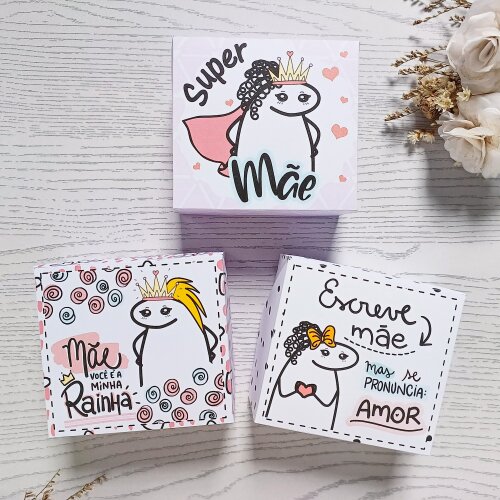 Kit 10 Caixas para 1 sabonete redondo Natura  Flork Feliz Dia das Mães
